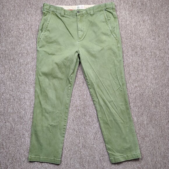 THE TERRITORY AHEAD Pants Men's 38x30 Green Missing Comfort Flat Front Chino - Picture 1 of 8